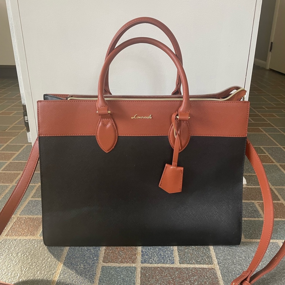 NWOT LOVEVOOK Laptop Bag for Women, 15.6 inch Tote Bag Black/ Brown